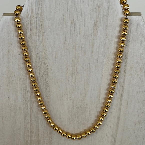 GOLD TONE BEAD NECKLACE 17-19” unknown maker - Picture 1 of 7